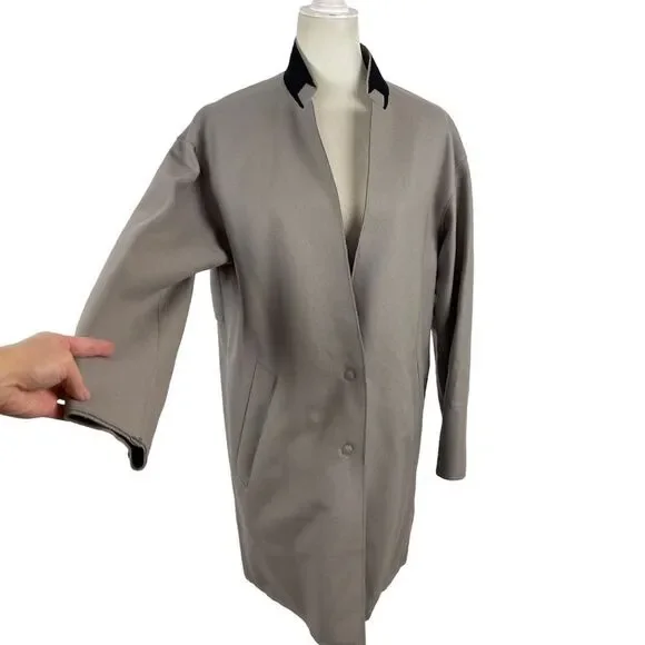 New Rag & Bone Clifton Virgin Wool Snap Coat Jacket Light Grey Size 4 Preppy Job - Picture 7 of 16